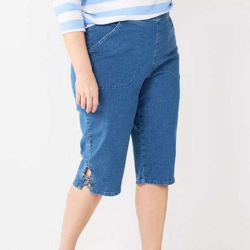 Croft & Barrow Denim Pull On Skimmer Capris 3X